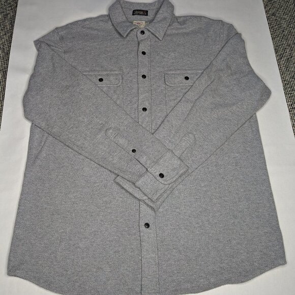 Faherty Legend Shirt Mens XL Grey Soft Knit Flannel Shacket Button Up Sweater - Picture 1 of 9